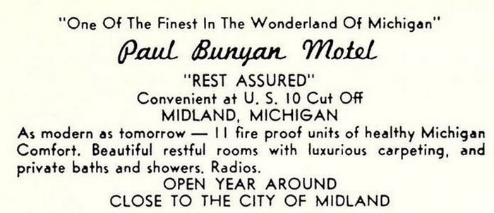 Paul Bunyan Motel - Vintage Postcard Back (newer photo)